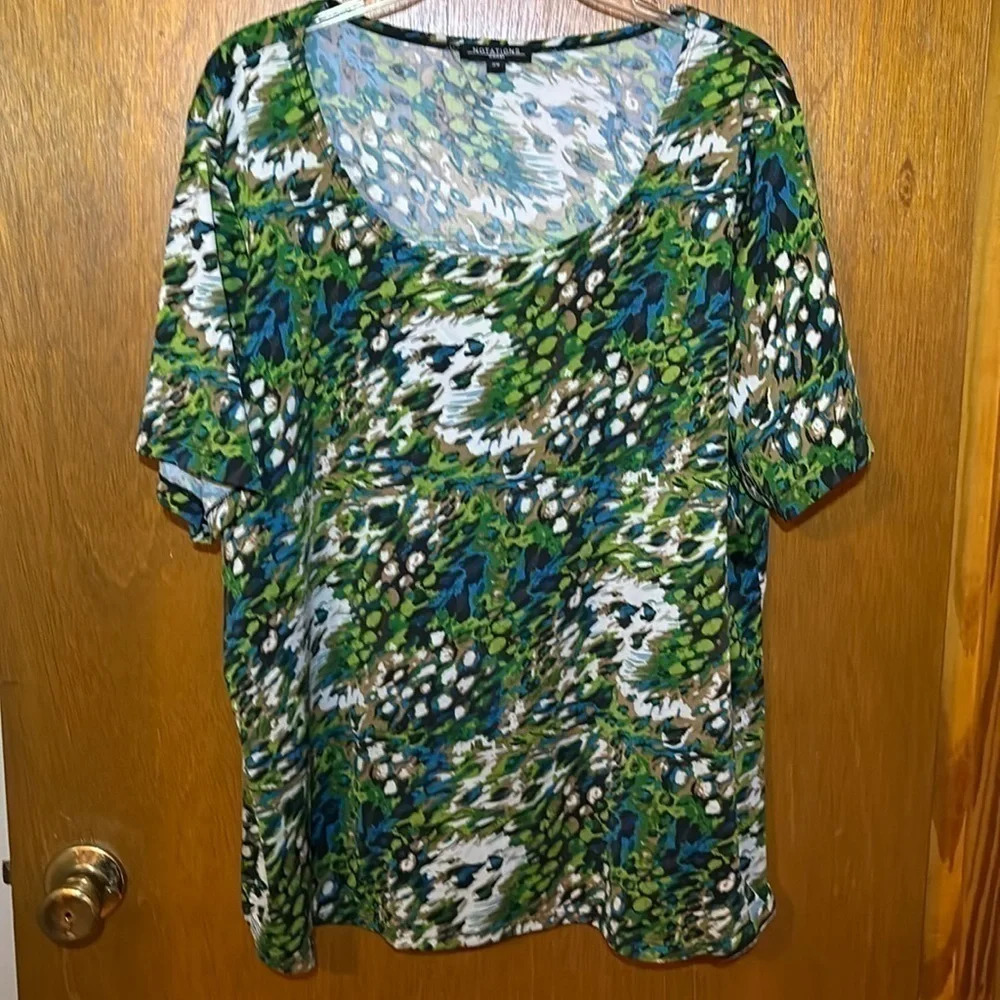 Notations Blue and Green Woman Top Size 2X